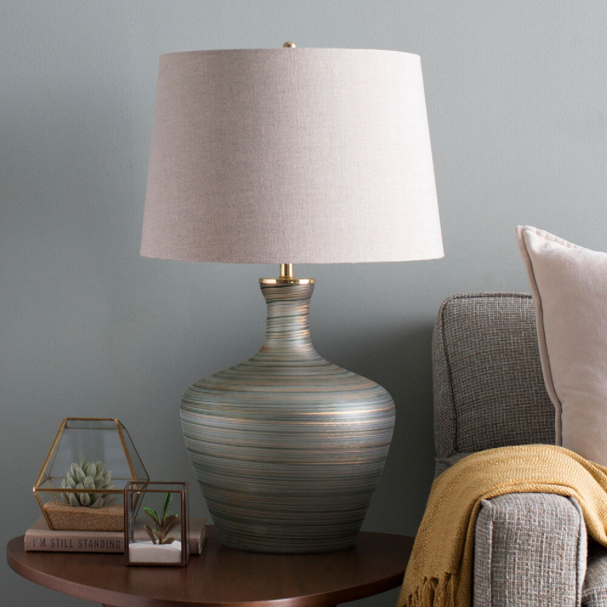 Modern European furniture - Antique Green Glass Table Lamp - www.oroa.com