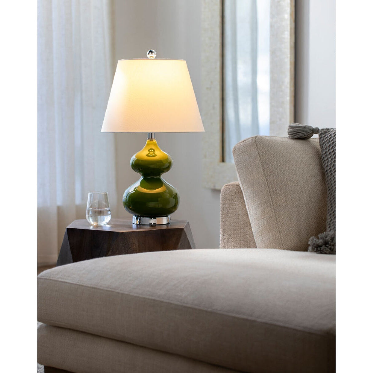 Modern European furniture - Green Glass Accent Table Lamp - www.oroa.com
