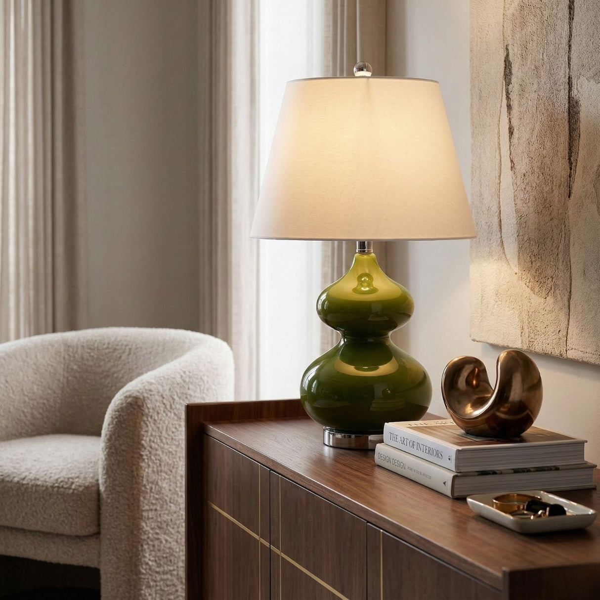 Modern European furniture - Green Glass Accent Table Lamp - www.oroa.com