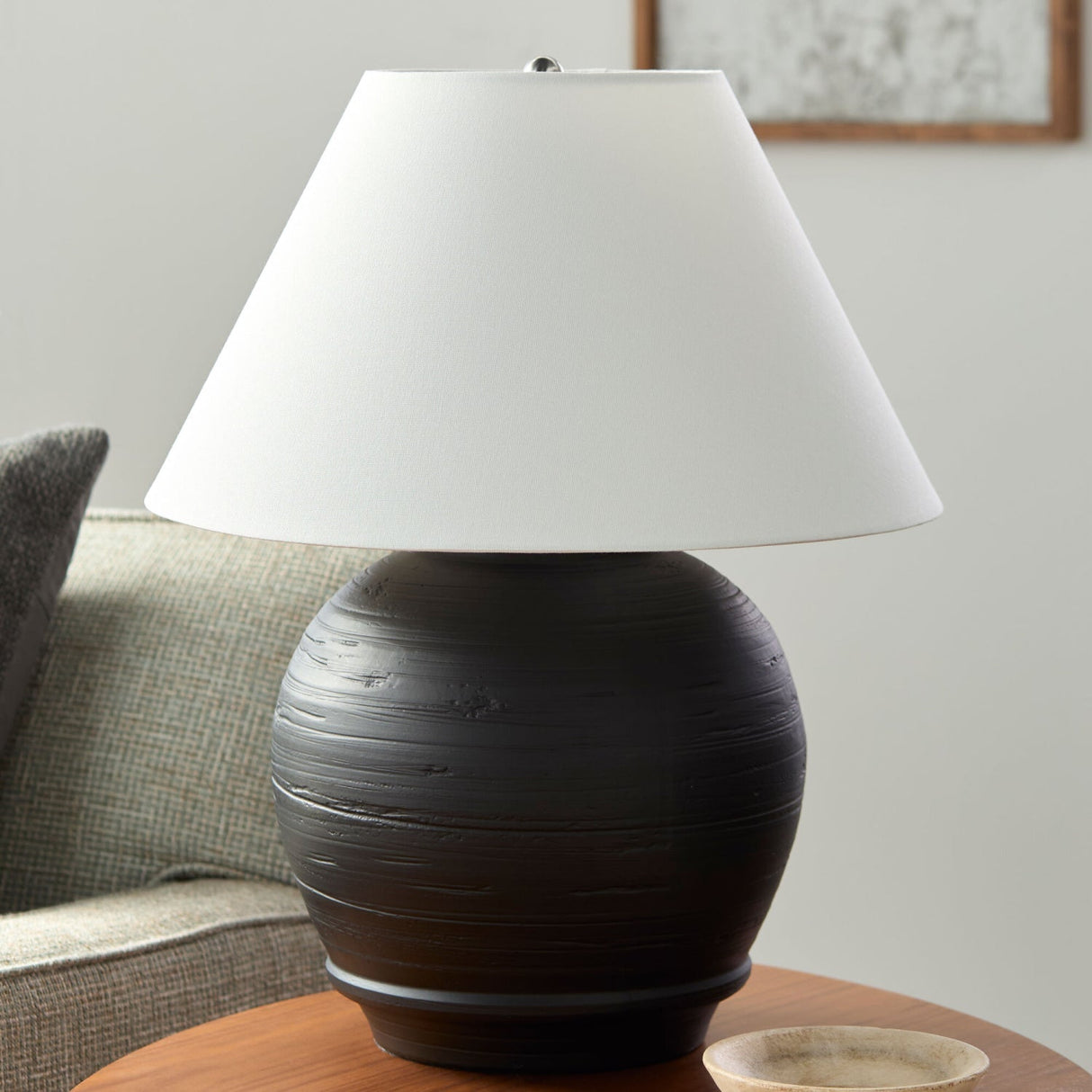 Modern European furniture - Dark Gray Ceramic Table Lamp - www.oroa.com
