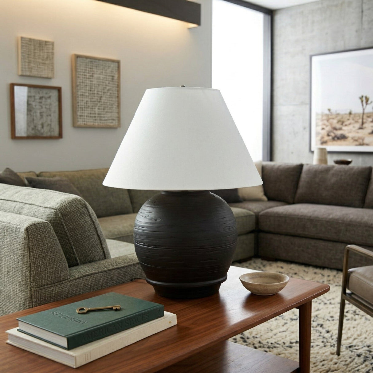 Modern European furniture - Dark Gray Ceramic Table Lamp - www.oroa.com