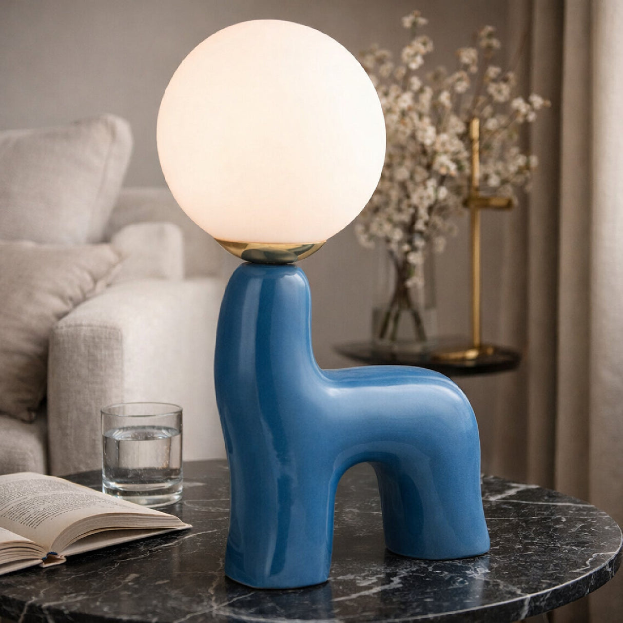 Modern European furniture - White Glass Sculptural Table Lamp - www.oroa.com