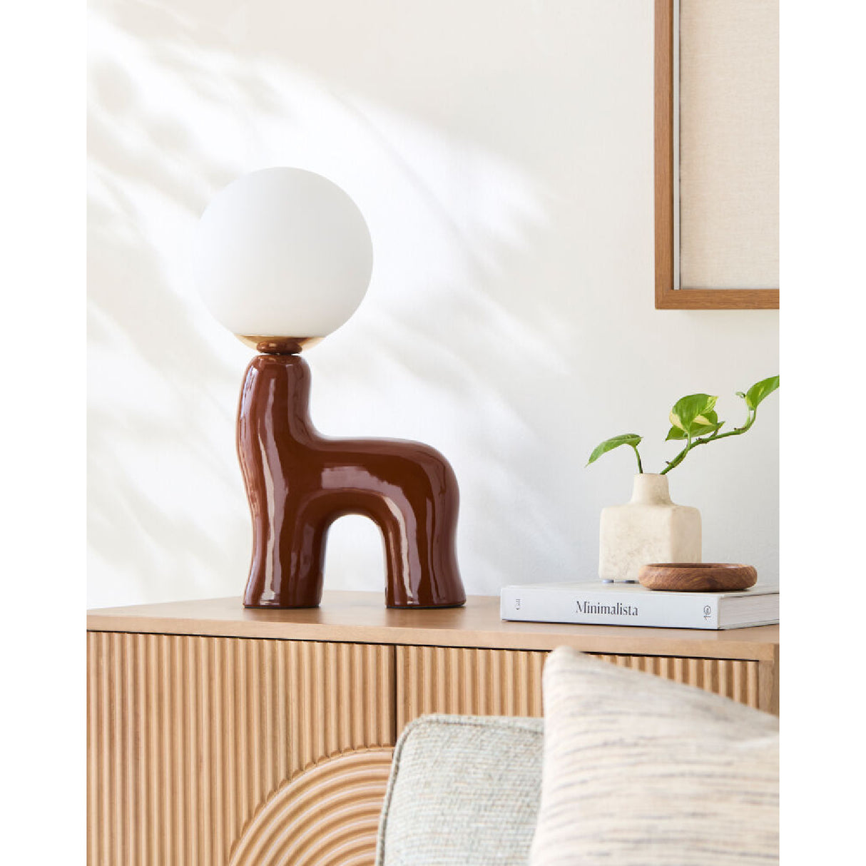 Modern European furniture - White Glass Sculptural Table Lamp - www.oroa.com