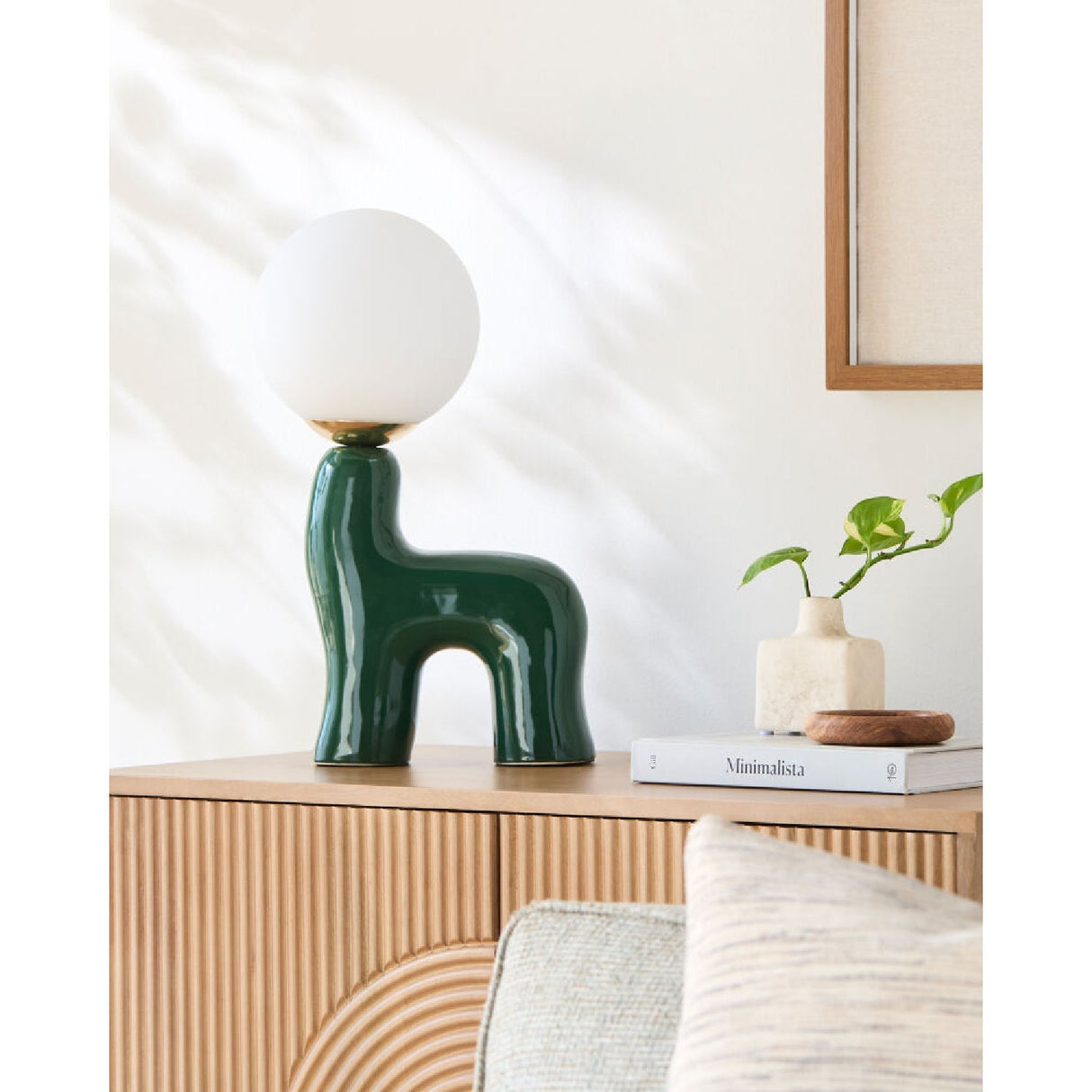 Modern European furniture - White Glass Sculptural Table Lamp - www.oroa.com