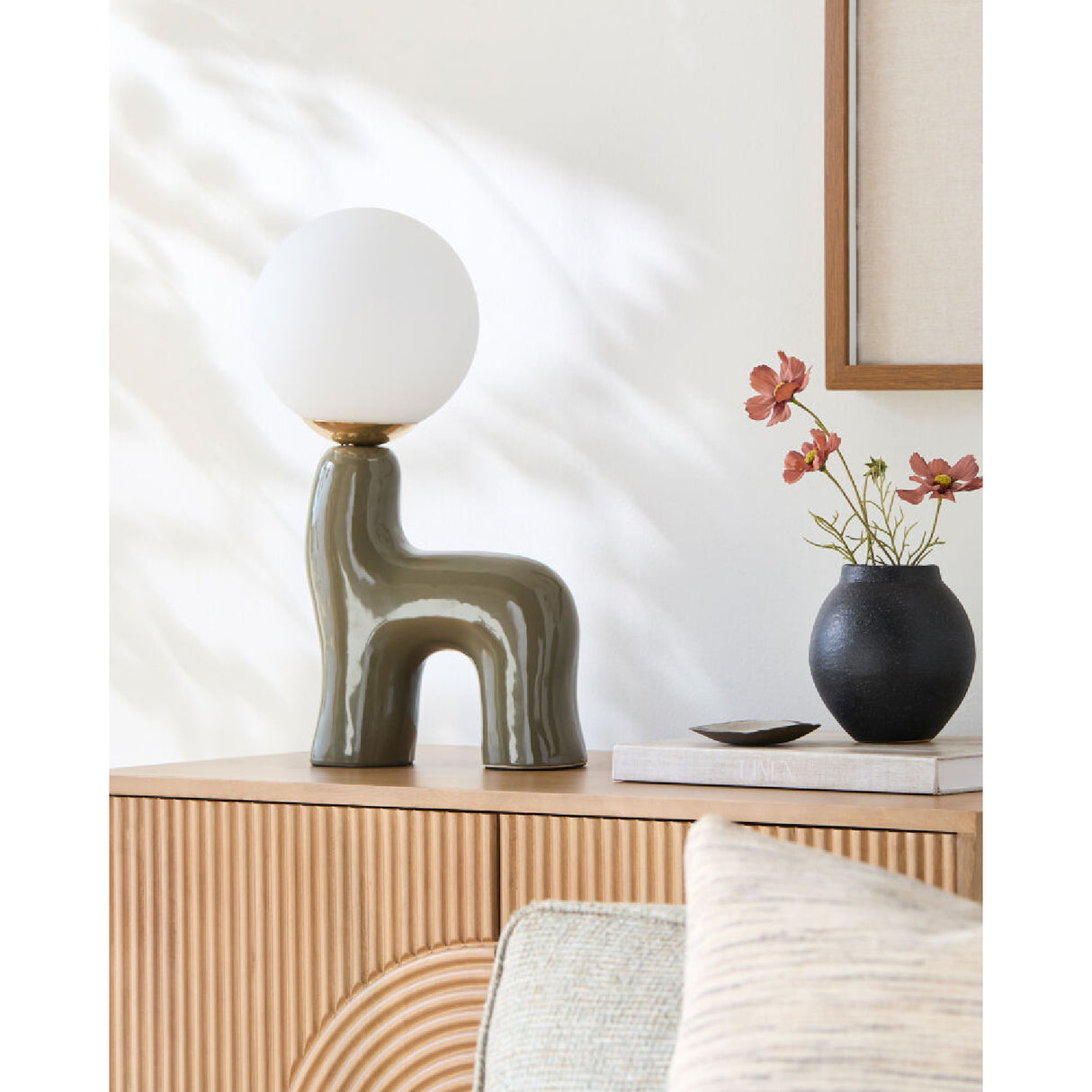 Modern European furniture - White Glass Sculptural Table Lamp - www.oroa.com