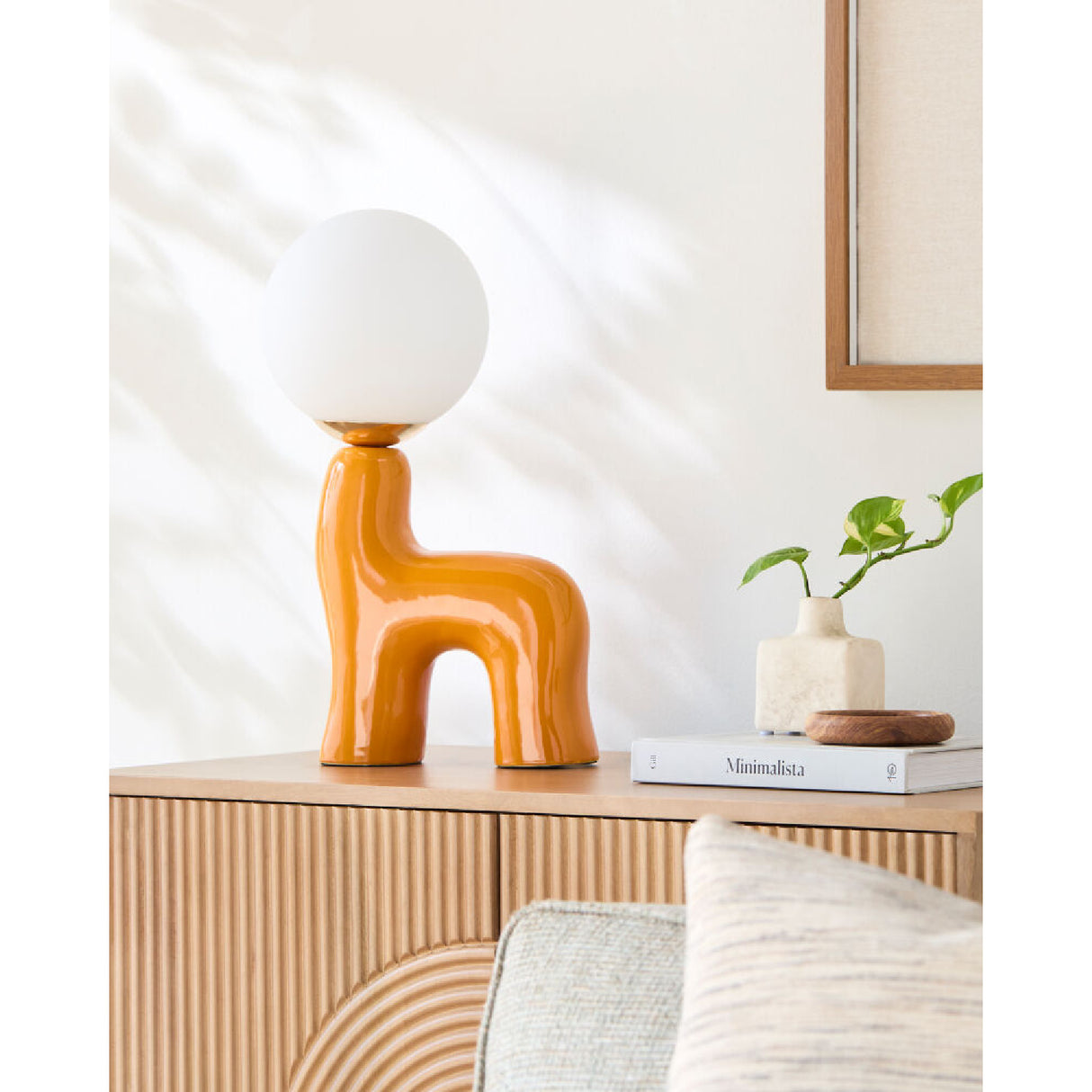 Modern European furniture - White Glass Sculptural Table Lamp - www.oroa.com