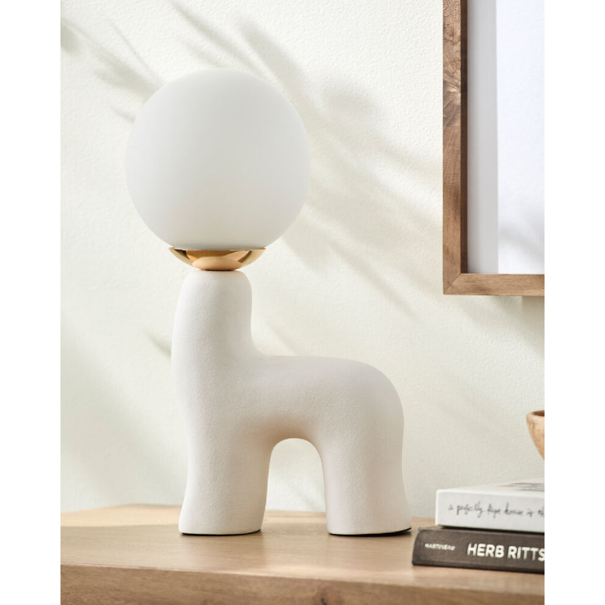 Modern European furniture - White Glass Sculptural Table Lamp - www.oroa.com