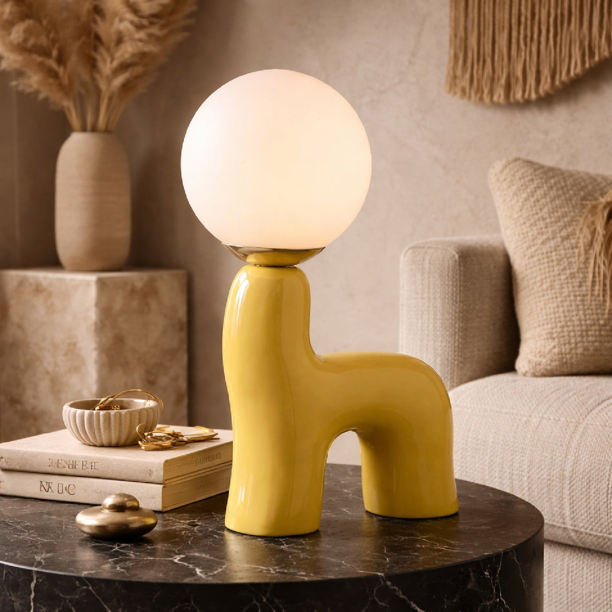 Modern European furniture - White Glass Sculptural Table Lamp - www.oroa.com