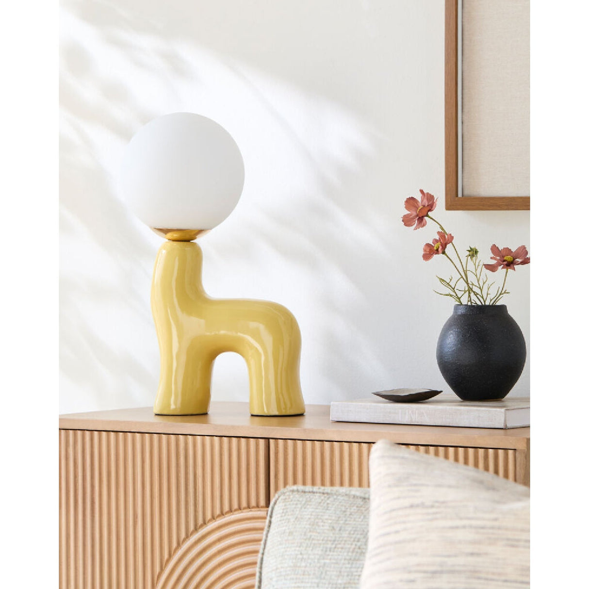 Modern European furniture - White Glass Sculptural Table Lamp - www.oroa.com