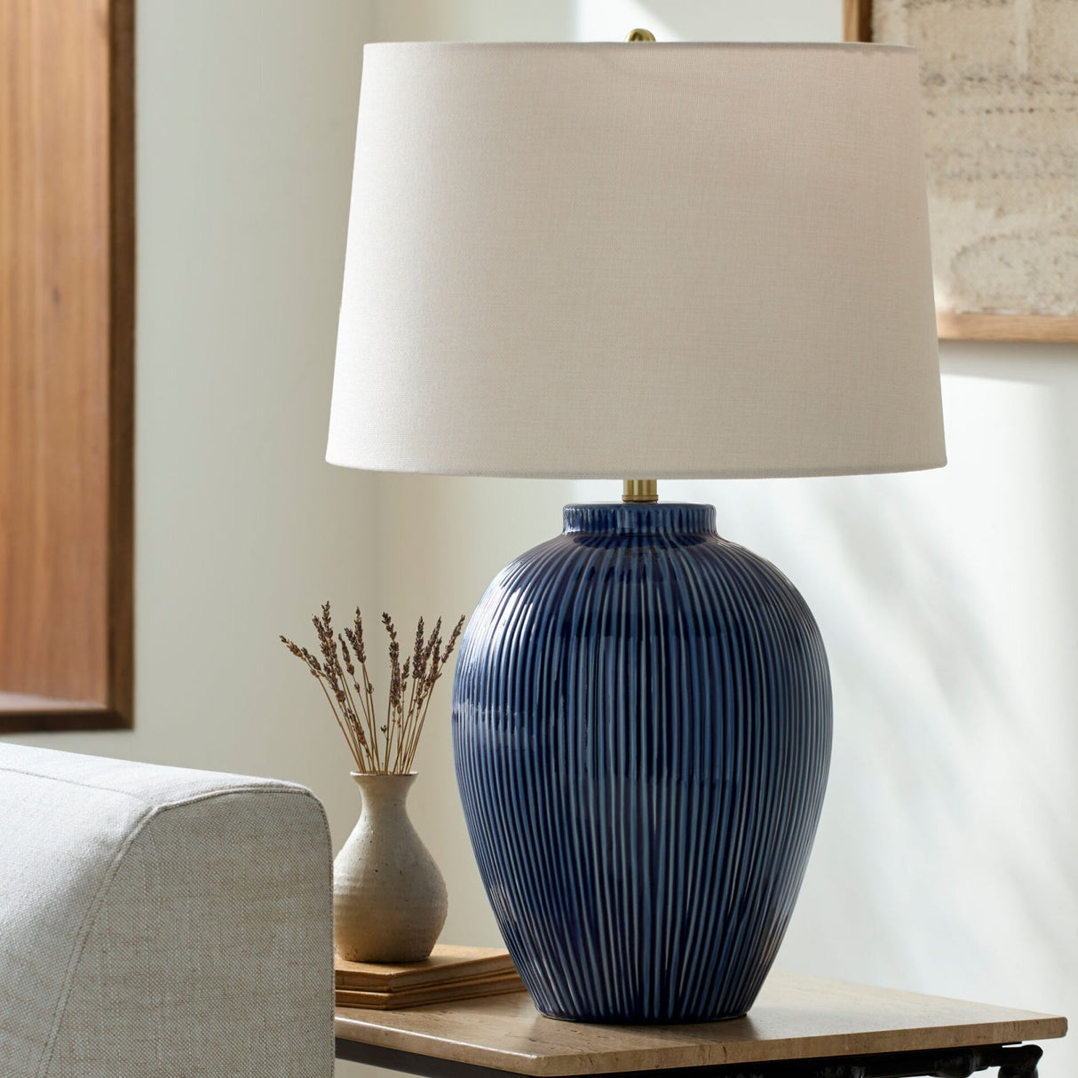 Modern European furniture - Striped Ceramic Accent Table Lamp - www.oroa.com