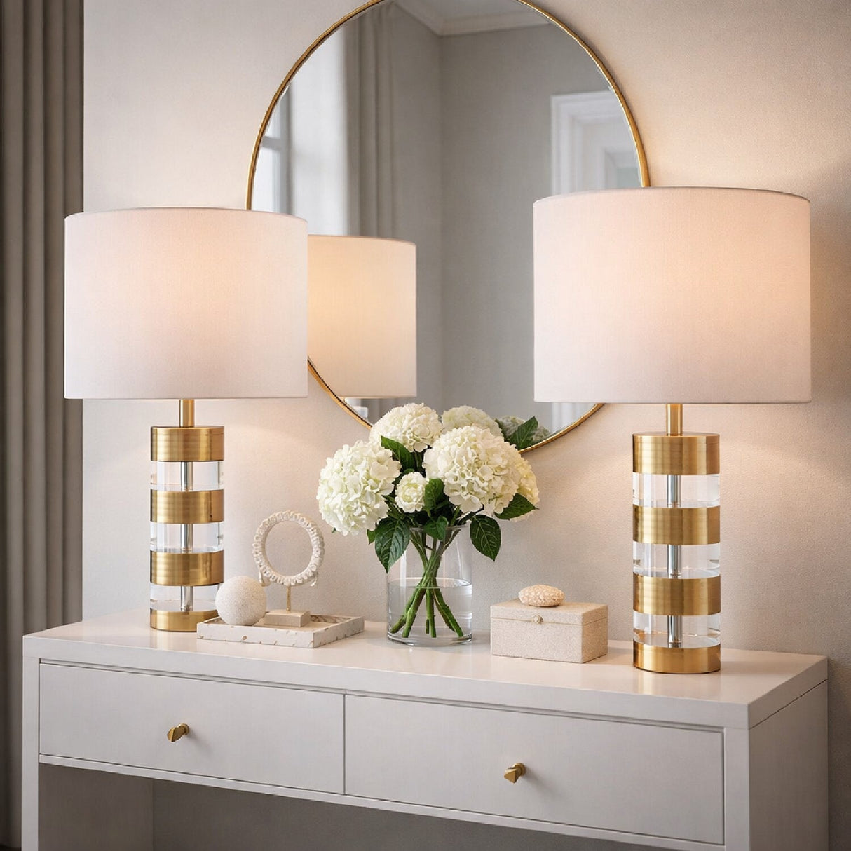 Modern European furniture - Translucent Crystal Accent Table Lamps (2) - www.oroa.com