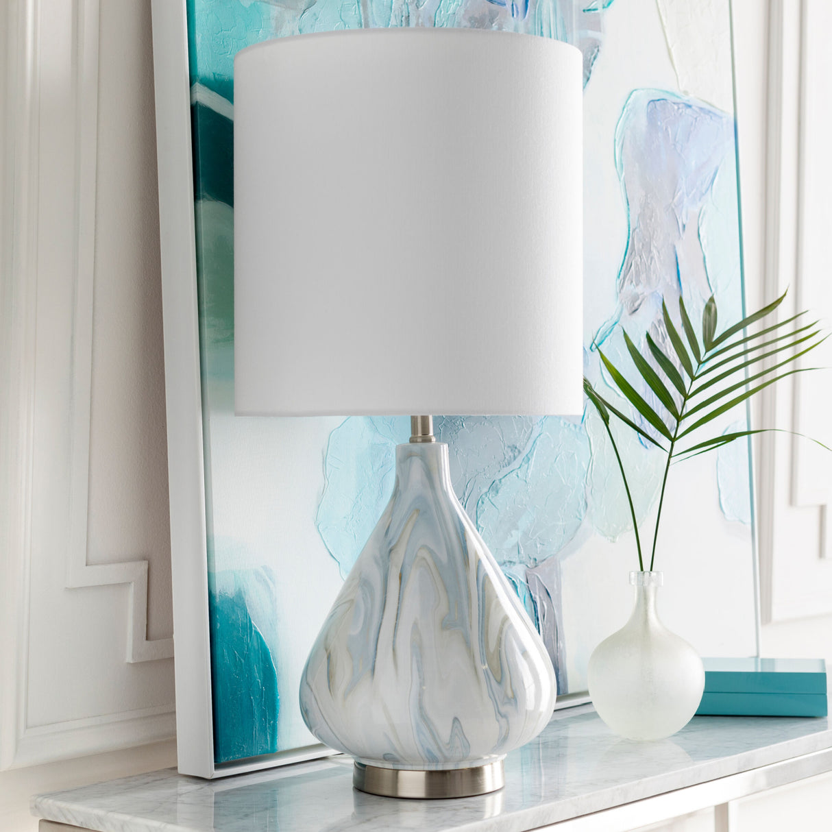 Modern European furniture - Blue Swirl Ceramic Table Lamp - www.oroa.com | Oroa.com