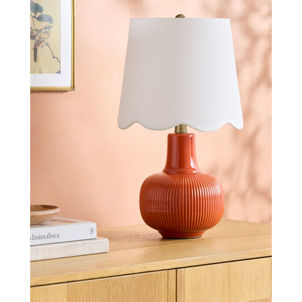 Modern European furniture - Scalloped White Linen Table Lamp - www.oroa.com