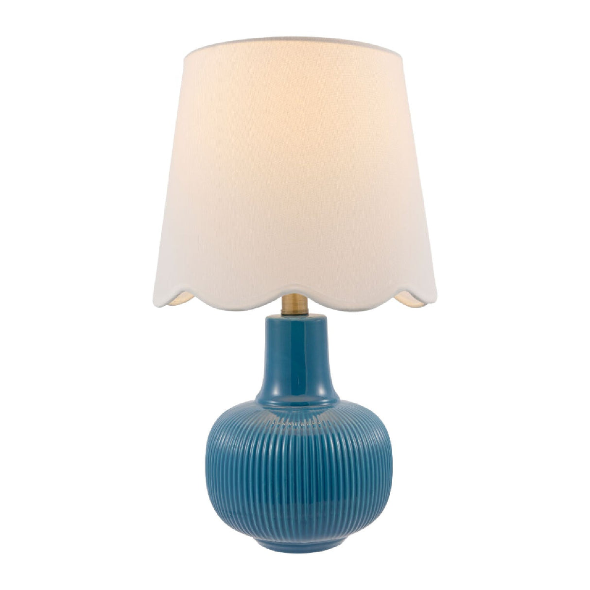 Modern European furniture - Scalloped White Linen Table Lamp - www.oroa.com