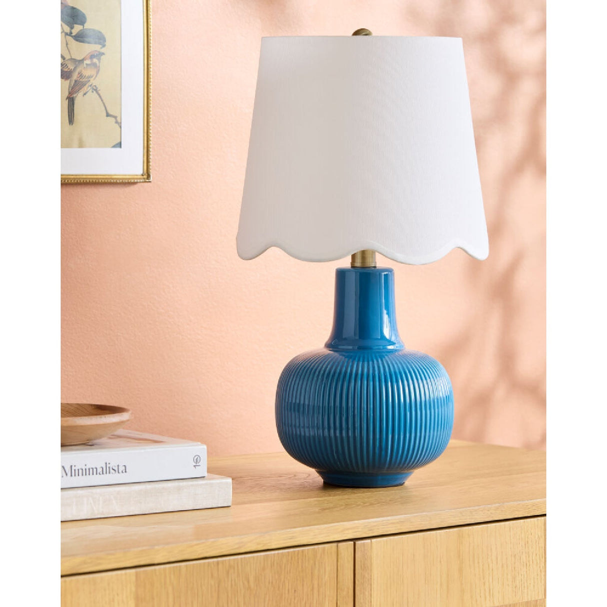 Modern European furniture - Scalloped White Linen Table Lamp - www.oroa.com