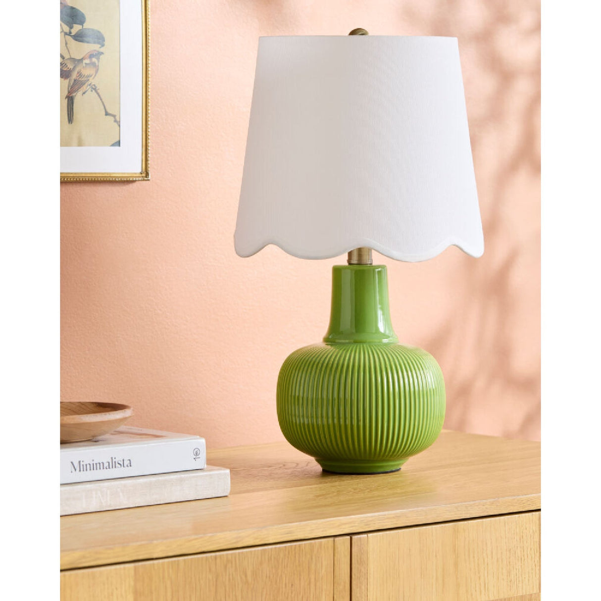 Modern European furniture - Scalloped White Linen Table Lamp - www.oroa.com