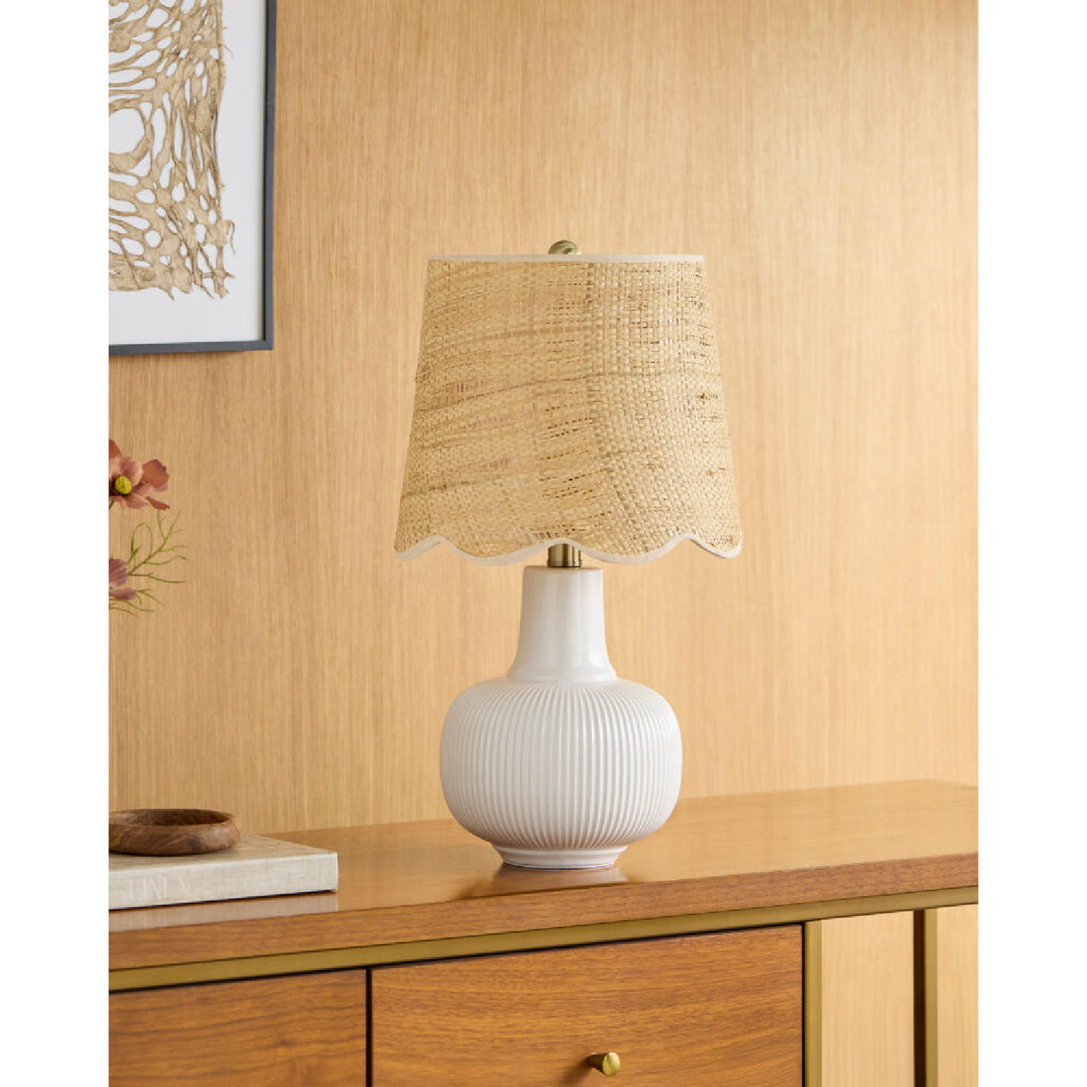 Modern European furniture - Scalloped Beige Jute Table Lamp - www.oroa.com