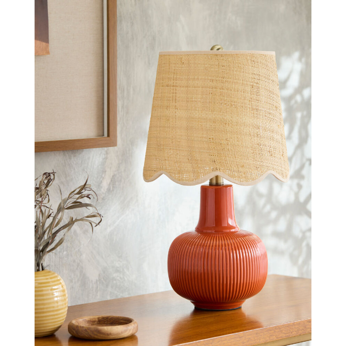 Modern European furniture - Scalloped Beige Jute Table Lamp - www.oroa.com
