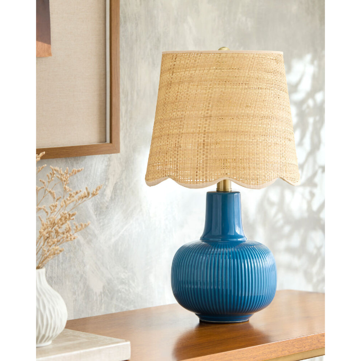 Modern European furniture - Scalloped Beige Jute Table Lamp - www.oroa.com