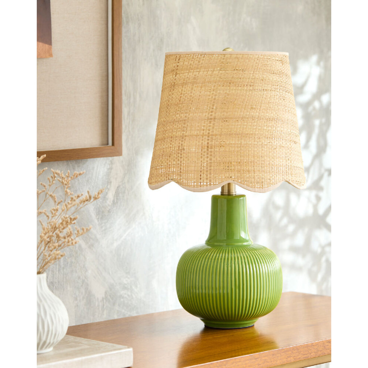 Modern European furniture - Scalloped Beige Jute Table Lamp - www.oroa.com
