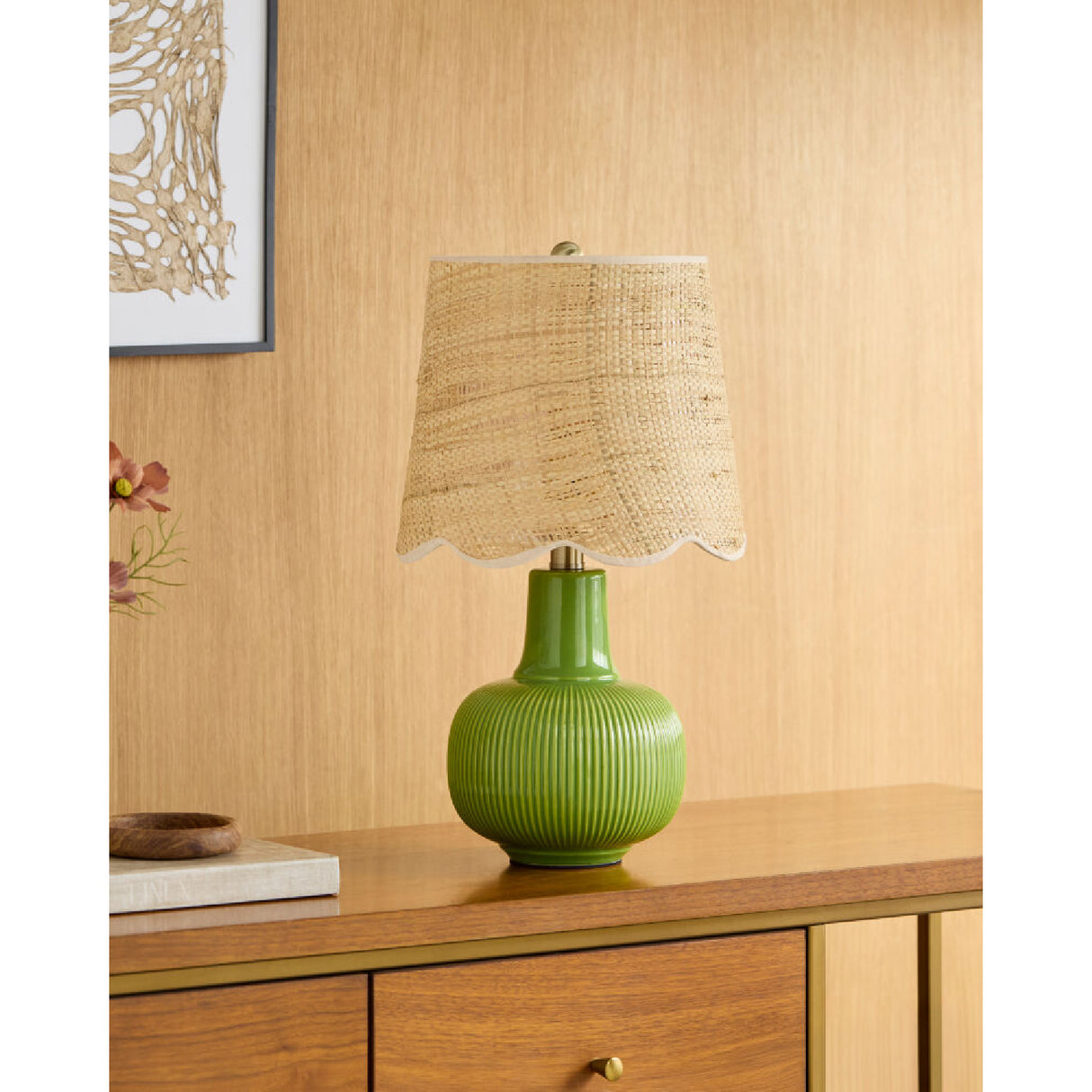 Modern European furniture - Scalloped Beige Jute Table Lamp - www.oroa.com