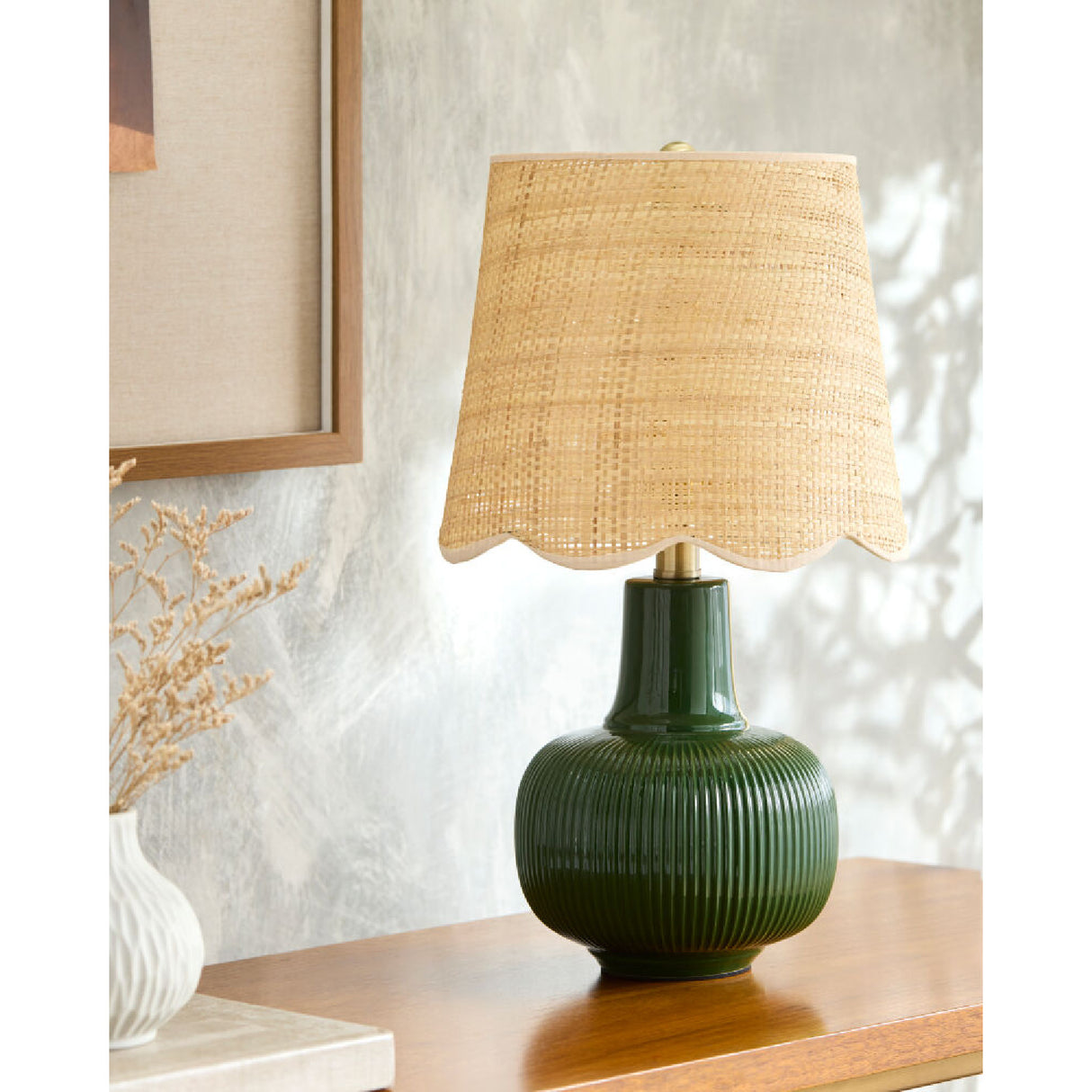 Modern European furniture - Scalloped Beige Jute Table Lamp - www.oroa.com