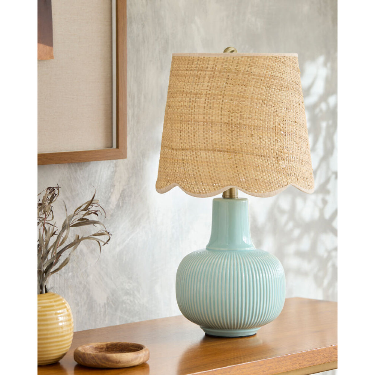 Modern European furniture - Scalloped Beige Jute Table Lamp - www.oroa.com