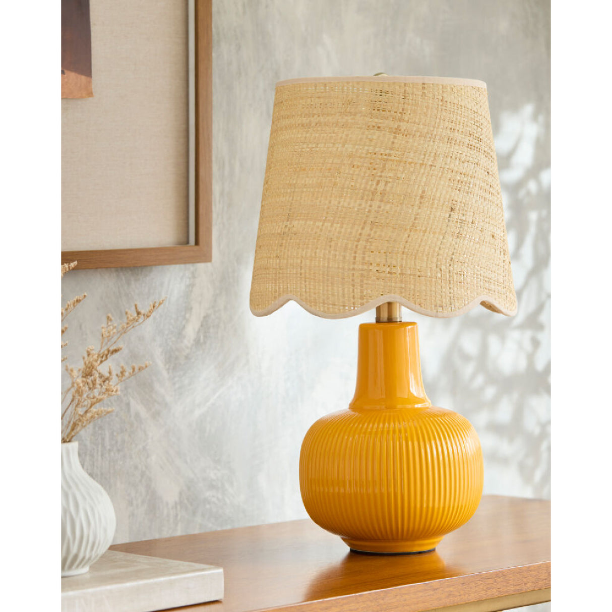 Modern European furniture - Scalloped Beige Jute Table Lamp - www.oroa.com