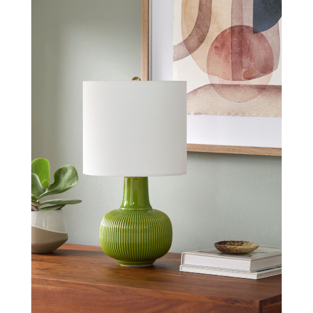 Modern European furniture - Reeded Ceramic Accent Table Lamp - www.oroa.com