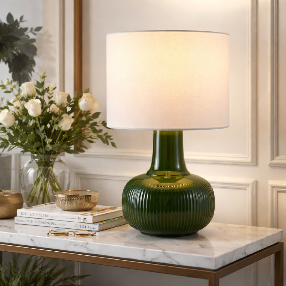 Modern European furniture - Reeded Ceramic Accent Table Lamp - www.oroa.com