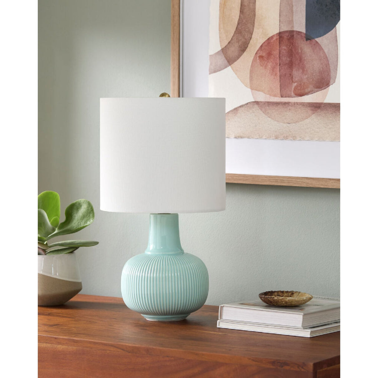 Modern European furniture - Reeded Ceramic Accent Table Lamp - www.oroa.com
