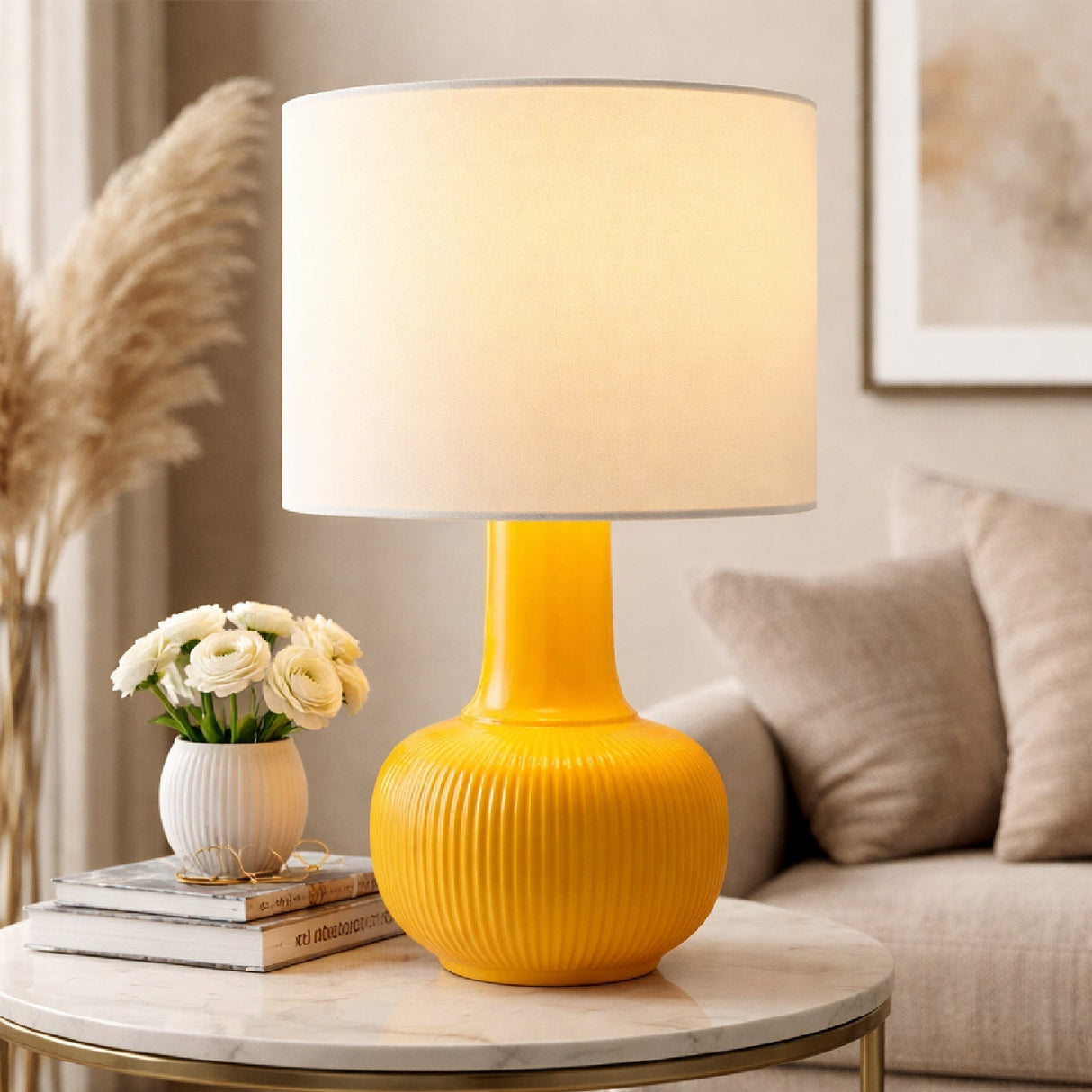 Modern European furniture - Reeded Ceramic Accent Table Lamp - www.oroa.com
