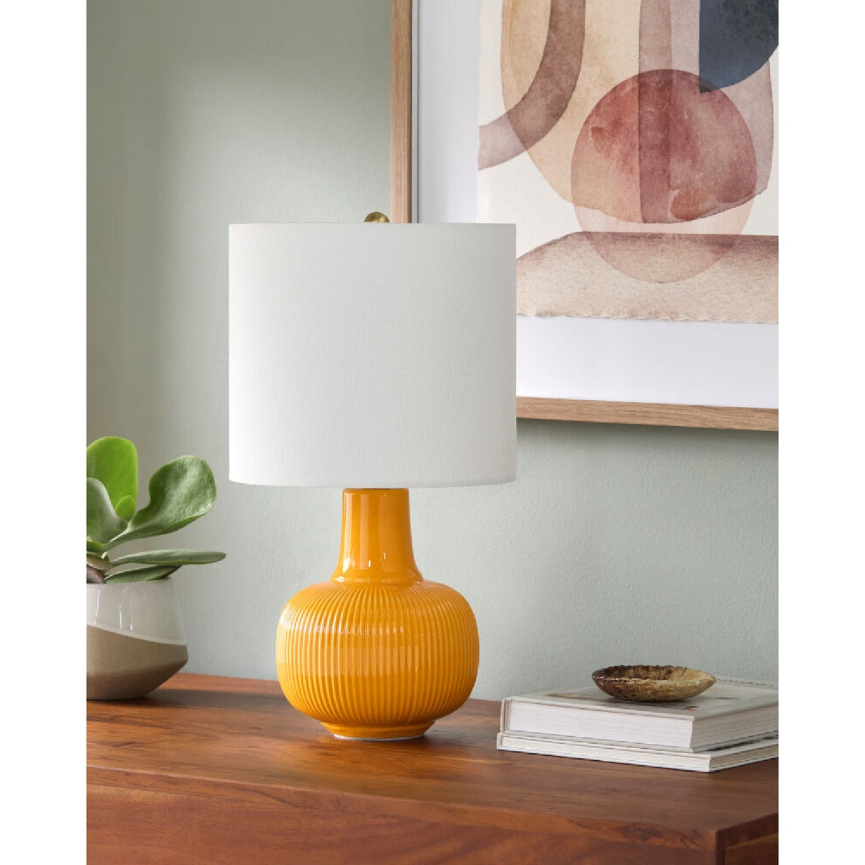 Modern European furniture - Reeded Ceramic Accent Table Lamp - www.oroa.com