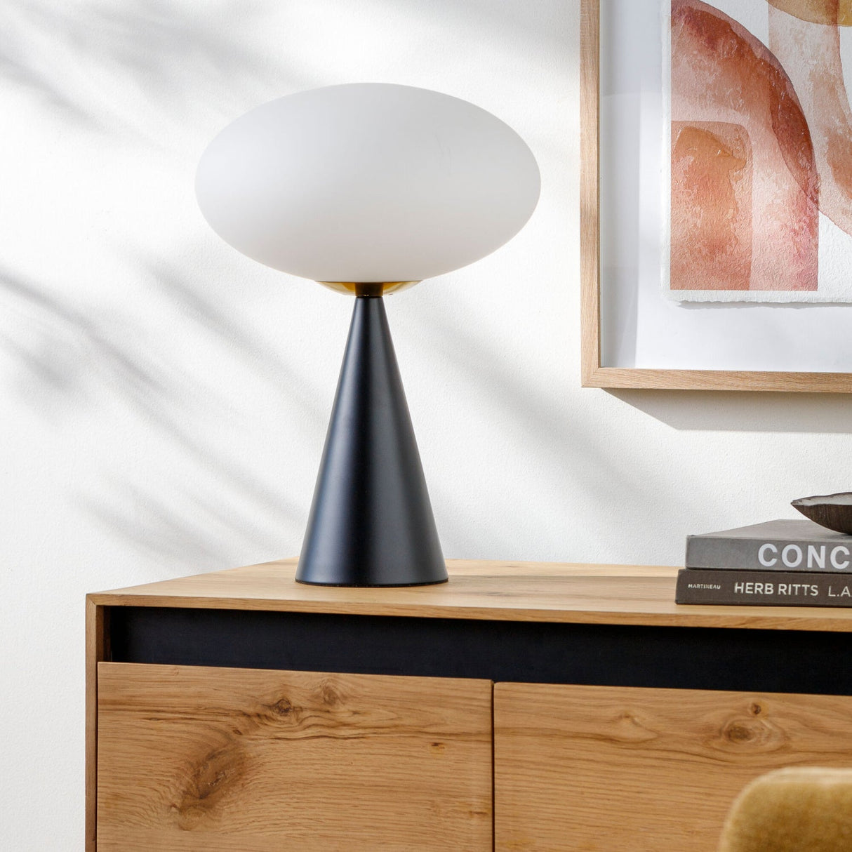 Modern European furniture - Oval White Glass Table Lamp - www.oroa.com