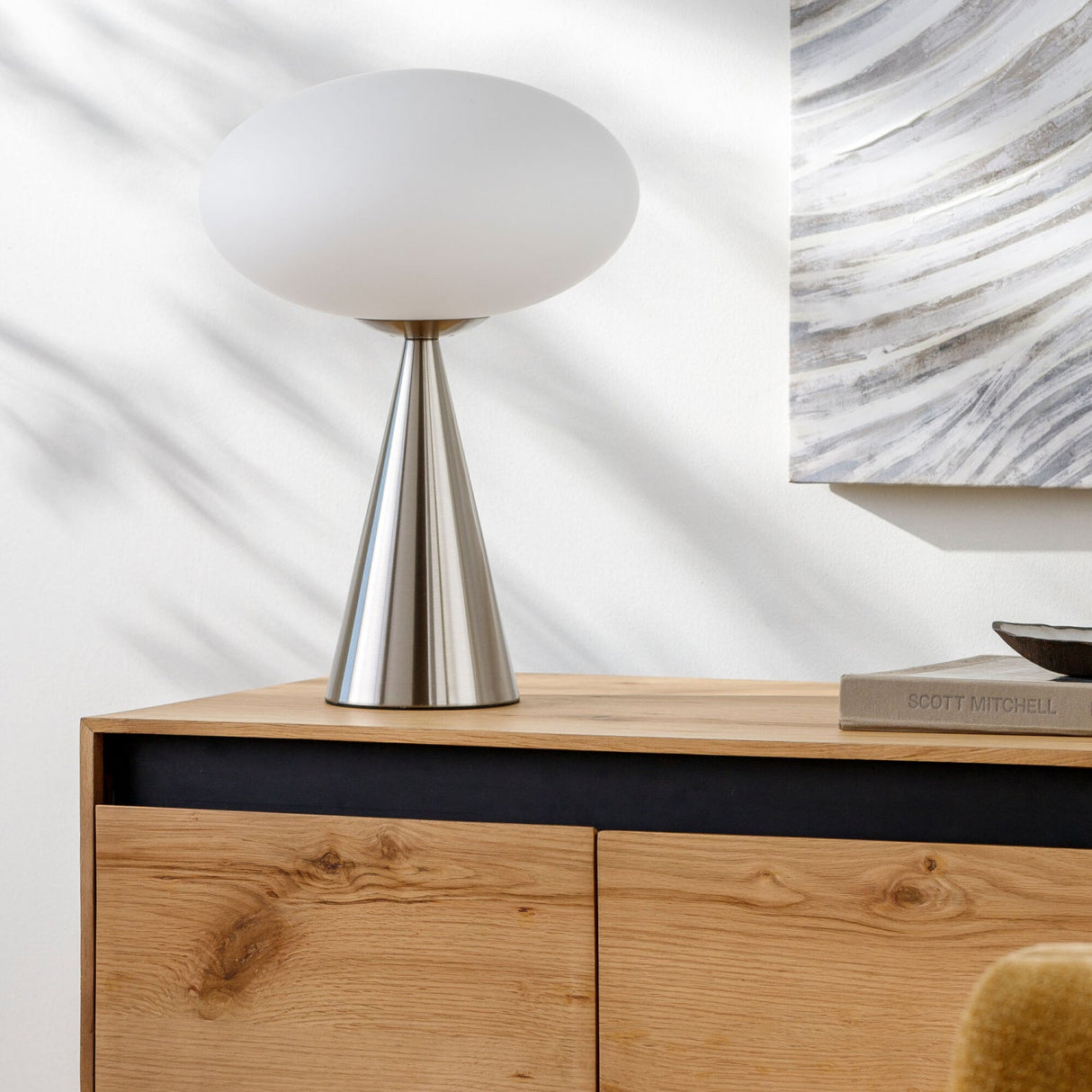 Modern European furniture - Oval White Glass Table Lamp - www.oroa.com