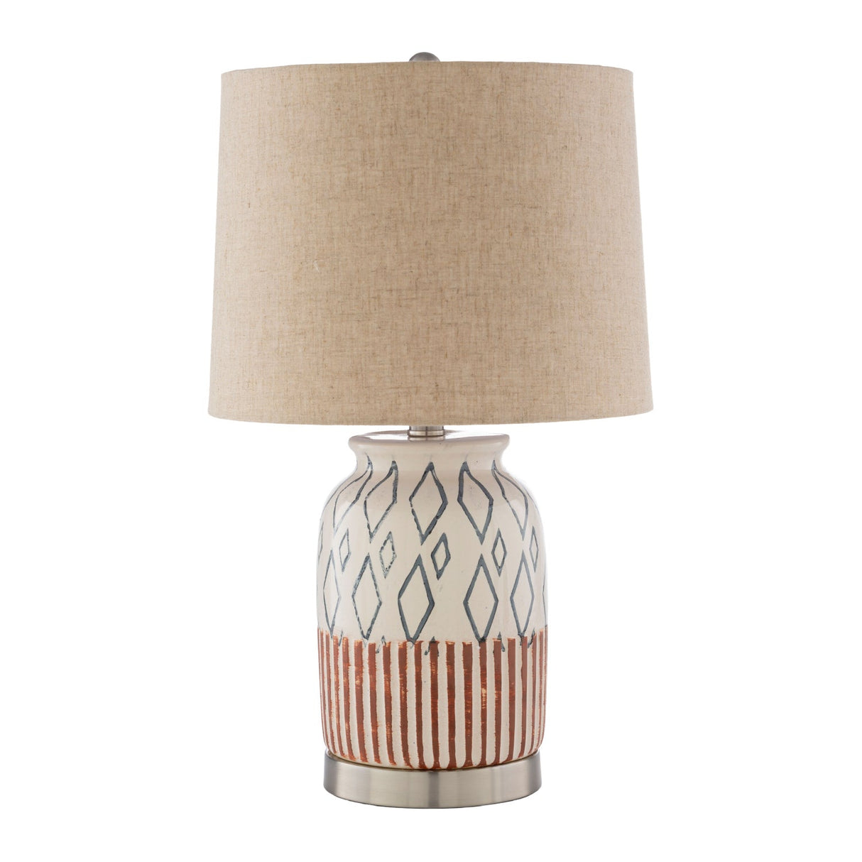 Modern European furniture - Geometric Patterned Ceramic Table Lamp - www.oroa.com