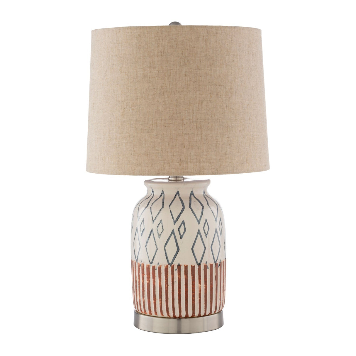 Modern European furniture - Geometric Patterned Ceramic Table Lamp - www.oroa.com