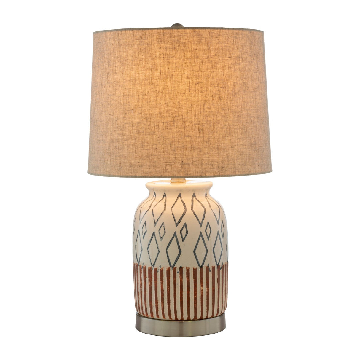 Modern European furniture - Geometric Patterned Ceramic Table Lamp - www.oroa.com