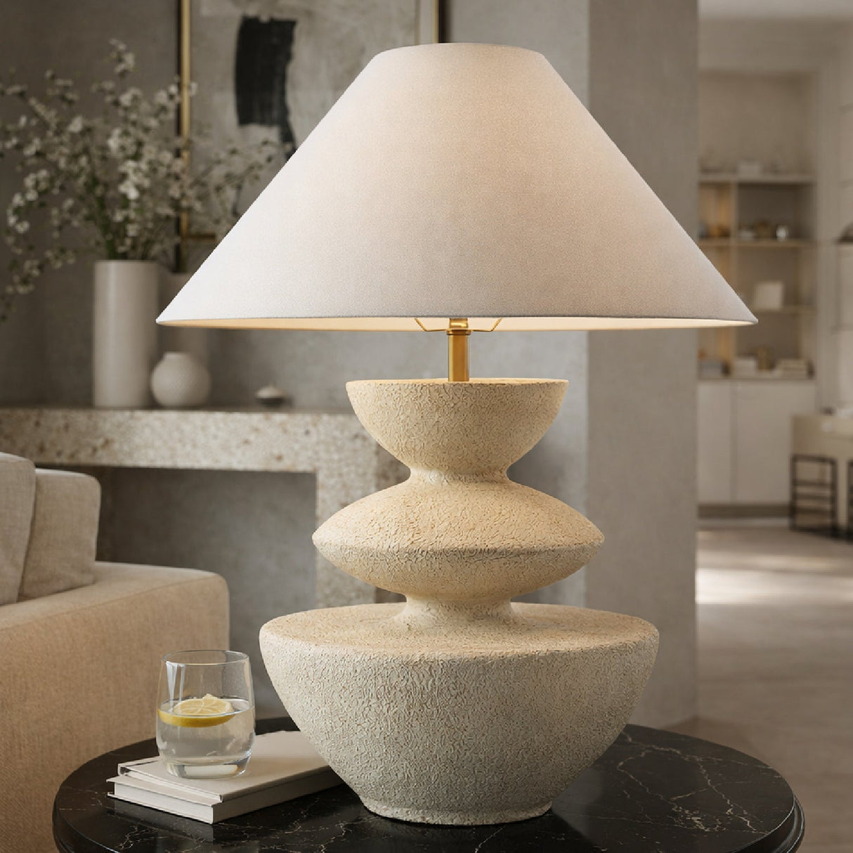 Modern European furniture - White Tiered Accent Table Lamp - www.oroa.com