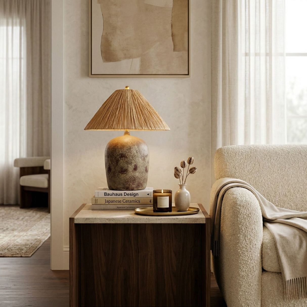 Modern European furniture - Seagrass Fibers Accent Table Lamp - www.oroa.com