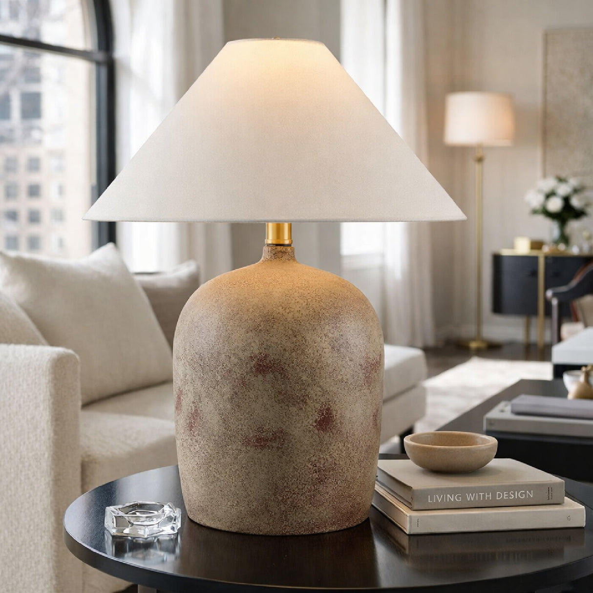 Modern European furniture - White Linen Empire Table Lamp - www.oroa.com