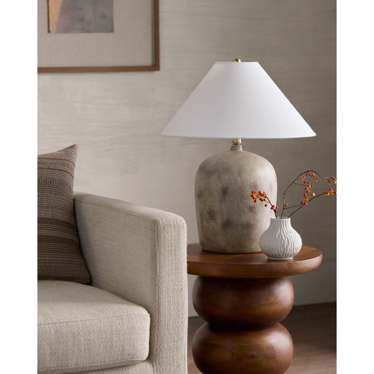 Modern European furniture - White Linen Empire Table Lamp - www.oroa.com