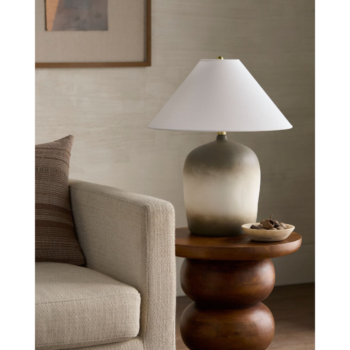 Modern European furniture - White Linen Empire Table Lamp - www.oroa.com