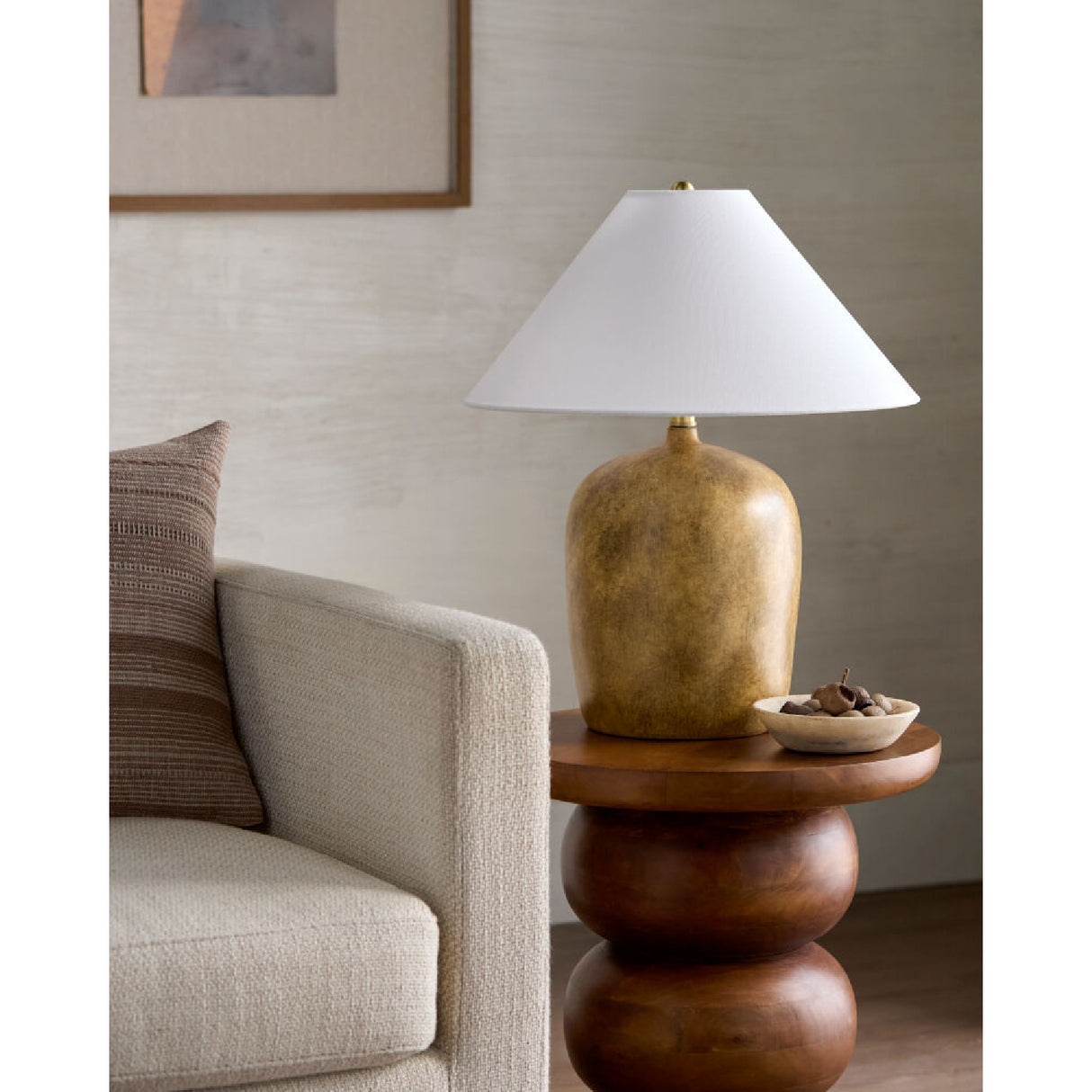Modern European furniture - White Linen Empire Table Lamp - www.oroa.com