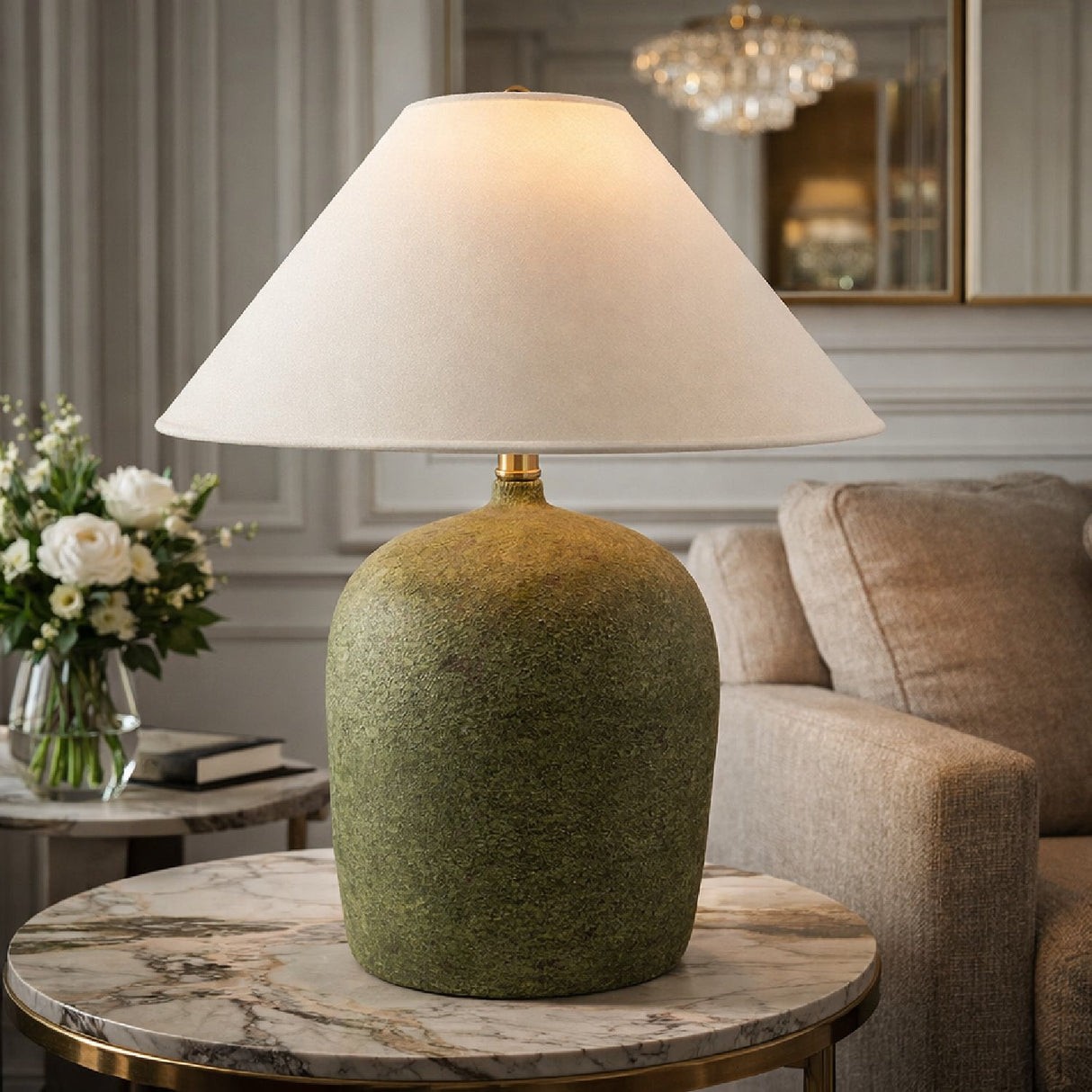 Modern European furniture - White Linen Empire Table Lamp - www.oroa.com