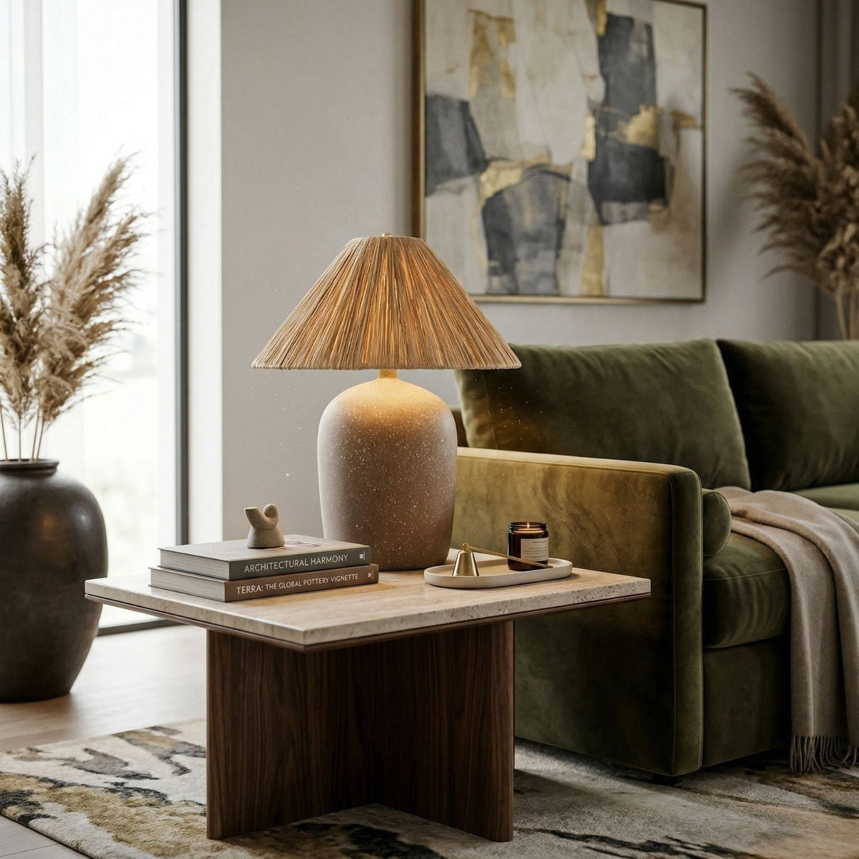 Modern European furniture - Seagrass Fibers Accent Table Lamp - www.oroa.com