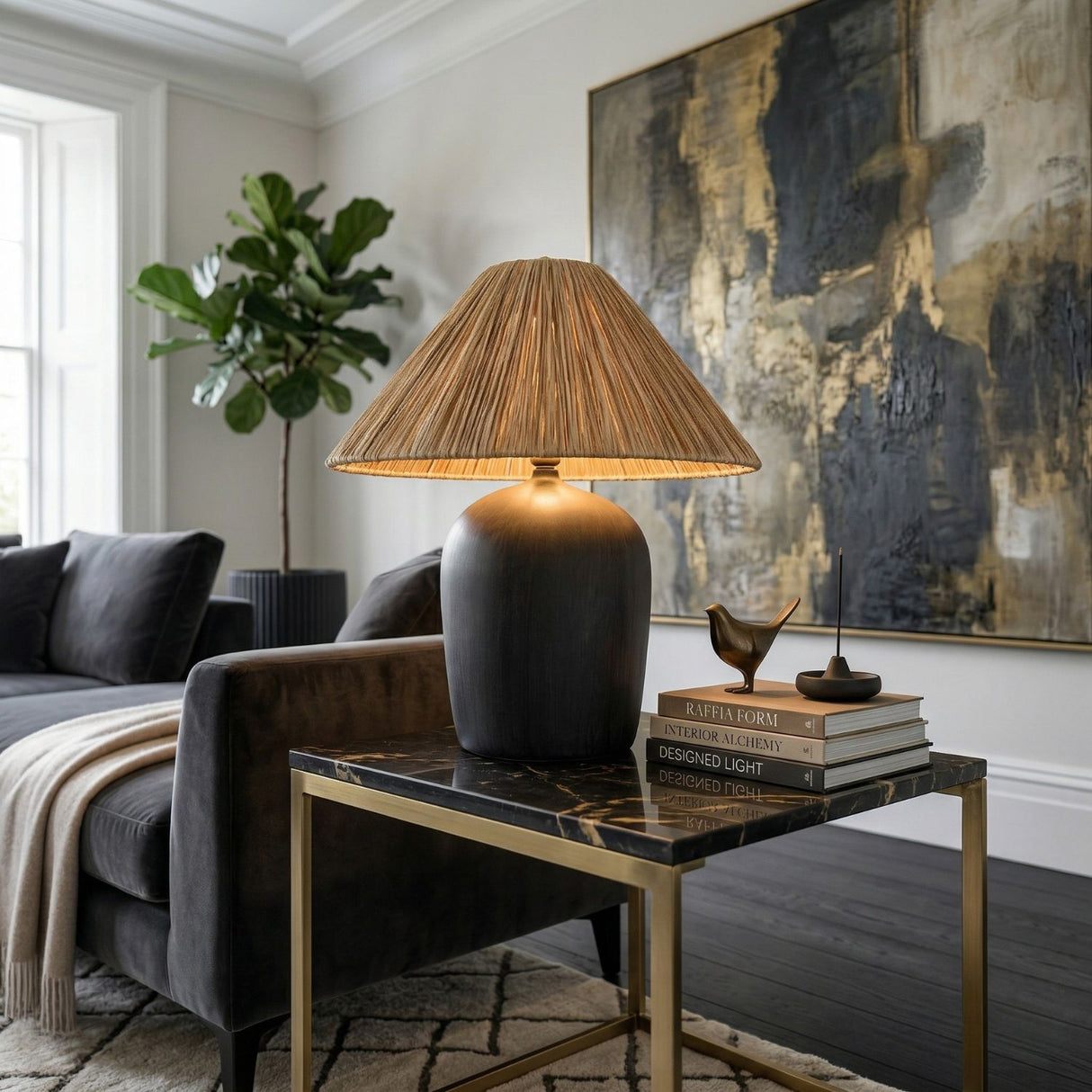 Modern European furniture - Seagrass Fibers Accent Table Lamp - www.oroa.com