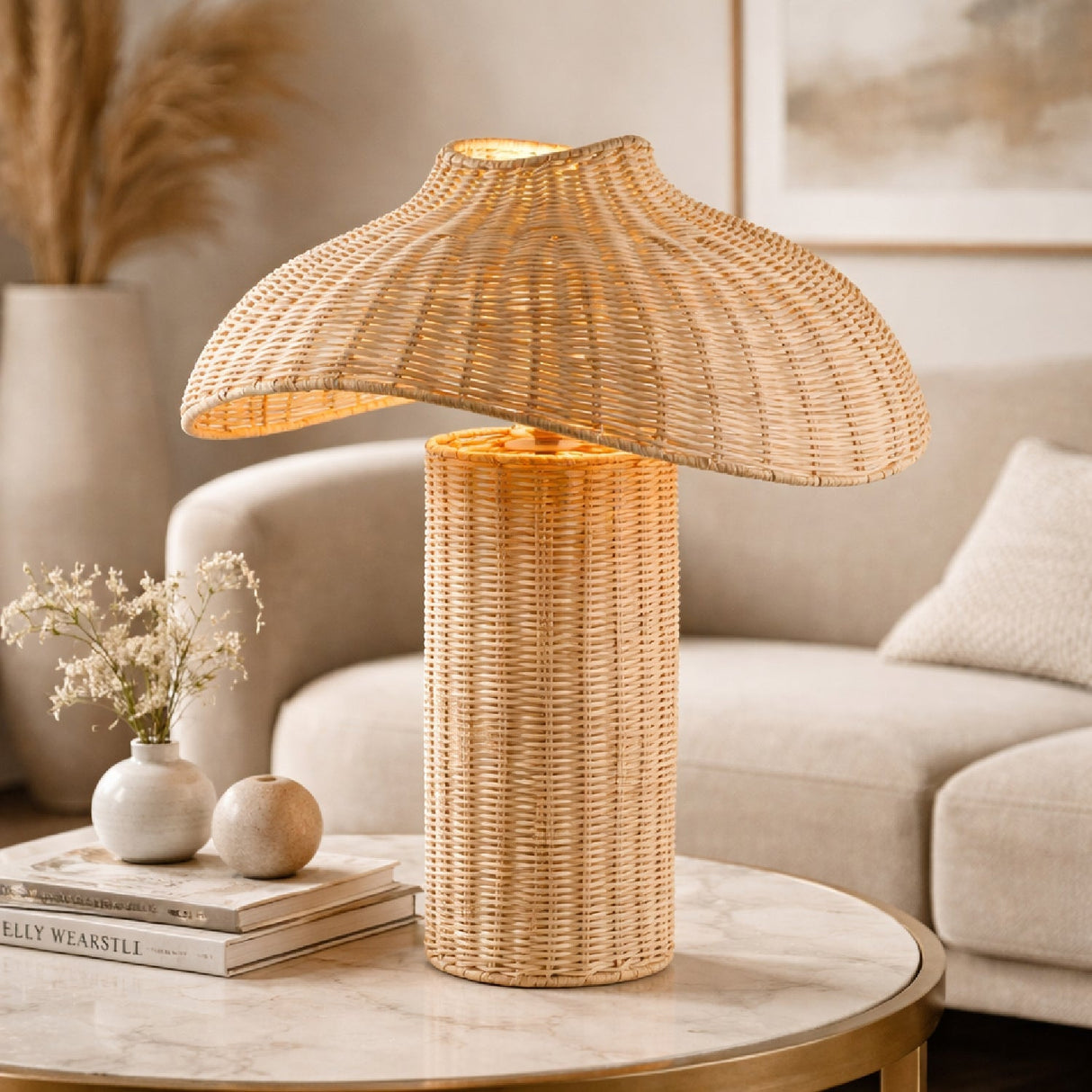 Modern European furniture - Natural Rattan Accent Table Lamp - www.oroa.com