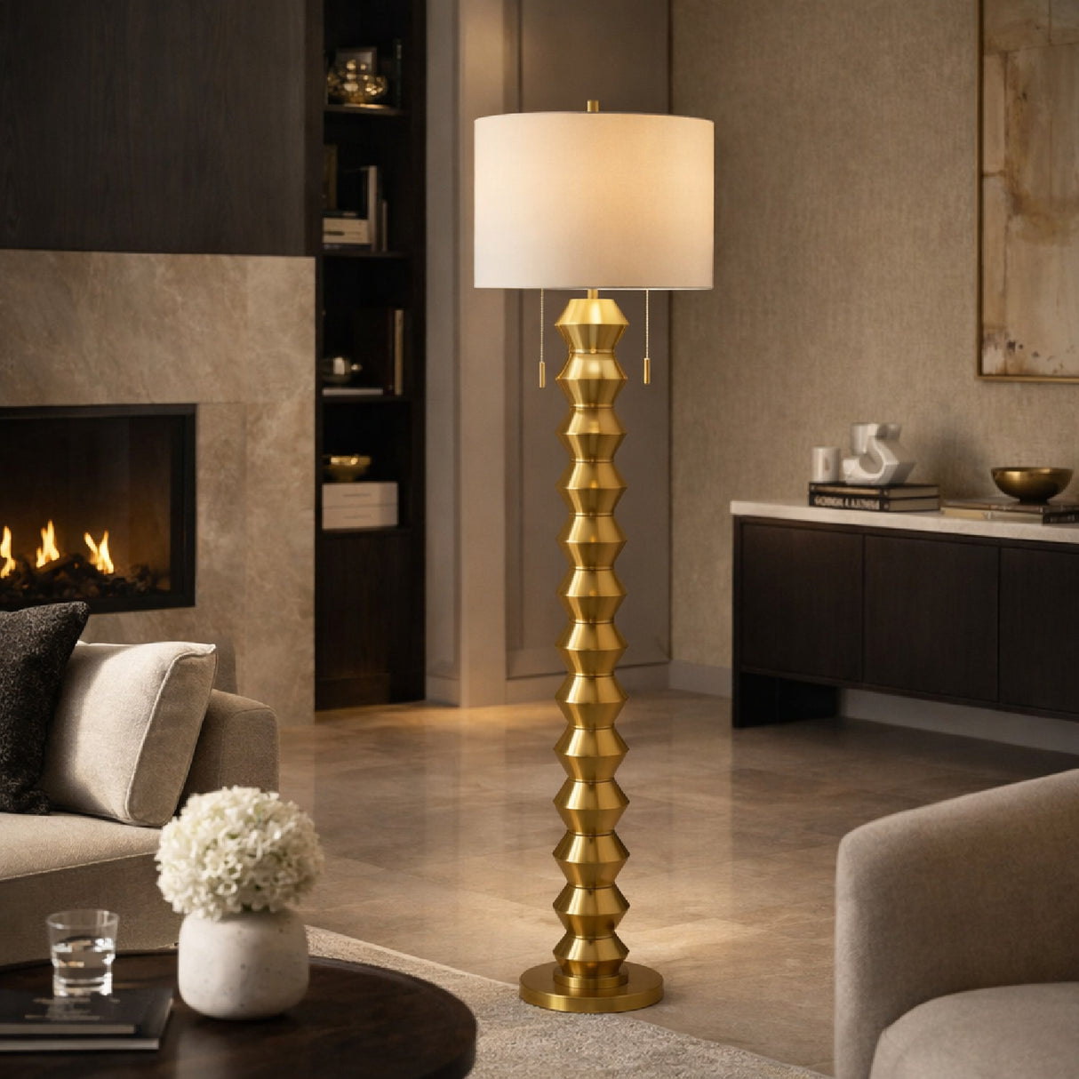 Modern European furniture - Plated Metallic Linen Floor Lamp - www.oroa.com