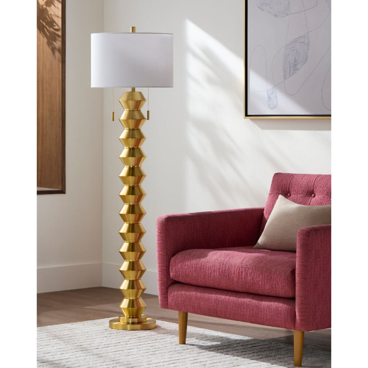 Modern European furniture - Plated Metallic Linen Floor Lamp - www.oroa.com